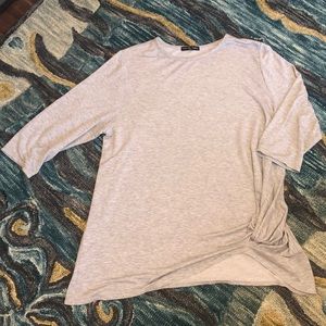 Grey Tie-Bottom Blouse